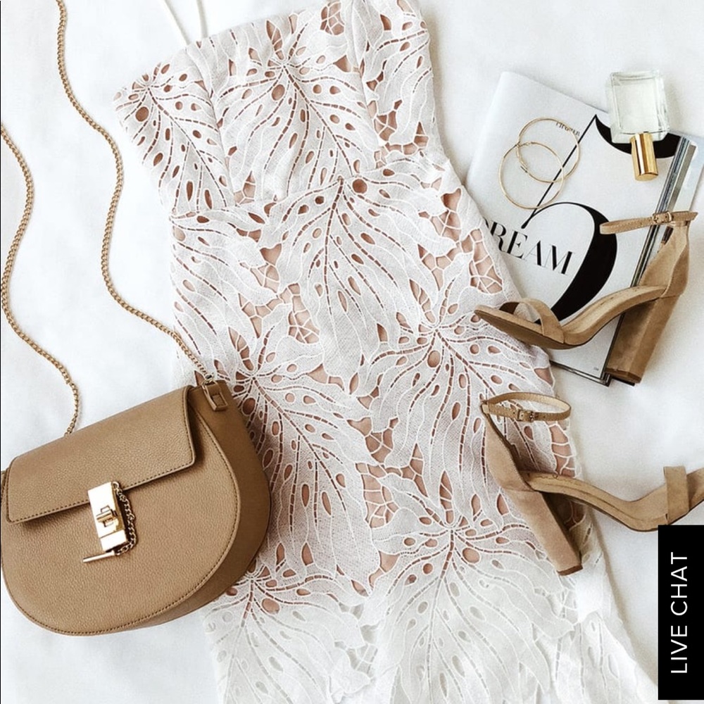 Lulus Resplendence White Lace Bodycon Midi Dress